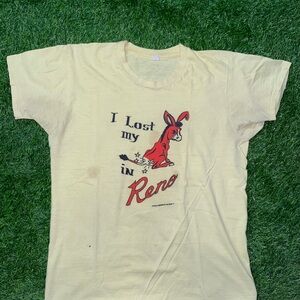 Vintage 70s I lost my ass in Reno donkey t shirt size XL